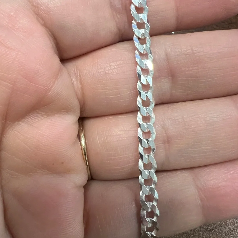 Cuban link sterling silver 925 bracelet unisex - Picture 4 of 5